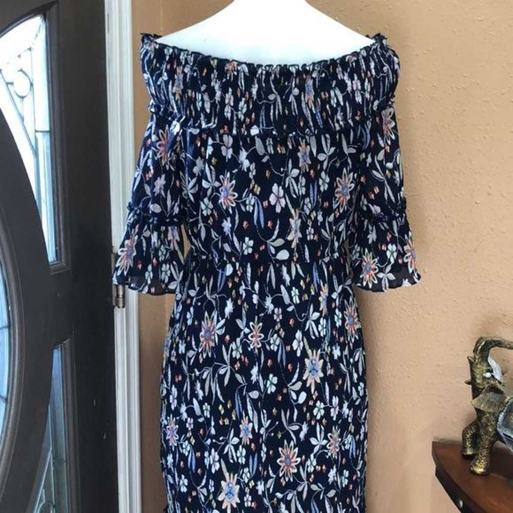 Chelsea28 blue floral off the shoulder midi dress - image 6