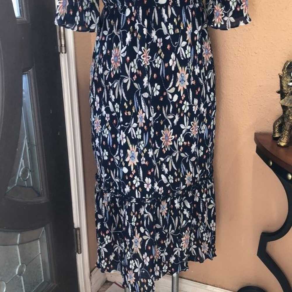 Chelsea28 blue floral off the shoulder midi dress - image 7