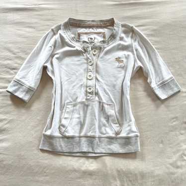 vtg y2k white and cream Abercrombie and Fitch shir