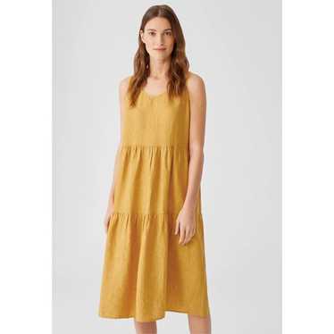 Eileen Fisher Washed Organic Linen Delave Tiered D