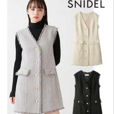 SNIDEL Tweed Gilet Dress Gray