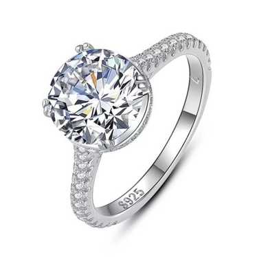 925 Sterling Silver Luxury Sparkling Clear CZ Wed… - image 1