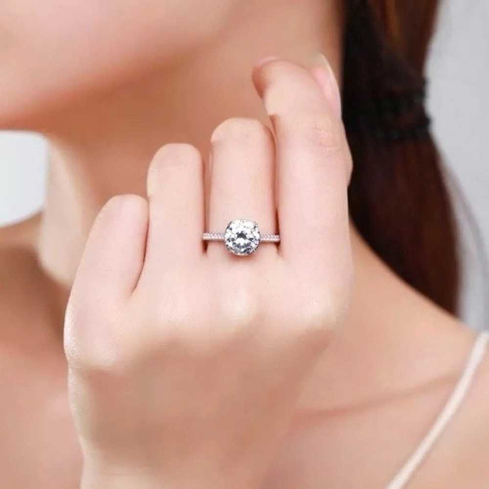 925 Sterling Silver Luxury Sparkling Clear CZ Wed… - image 2