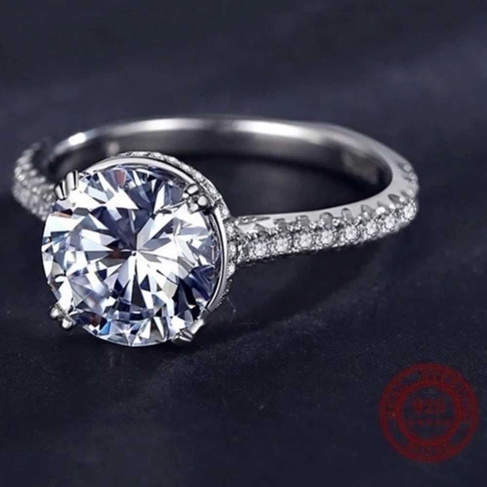 925 Sterling Silver Luxury Sparkling Clear CZ Wed… - image 4