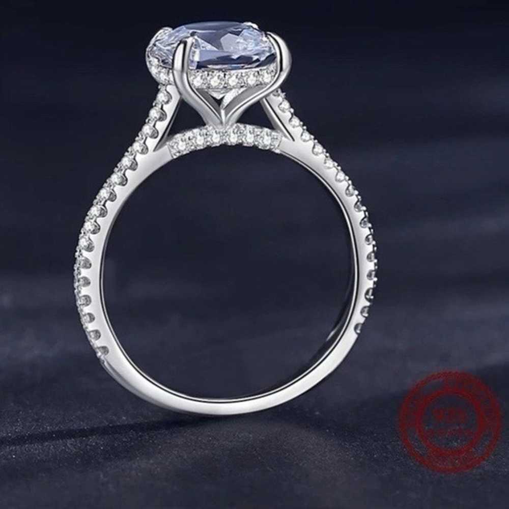 925 Sterling Silver Luxury Sparkling Clear CZ Wed… - image 5