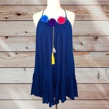 T1 Misa Los Angeles Dress Halter Tiered Mini Navy 