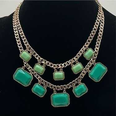 Mika 60’s Vintage Bib Necklace Dark & Light Green 