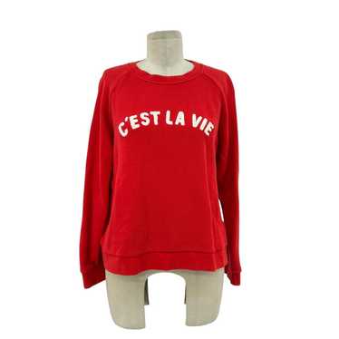 WHISTLES Cest La Vie Sweatshirt Top Red Size Mediu