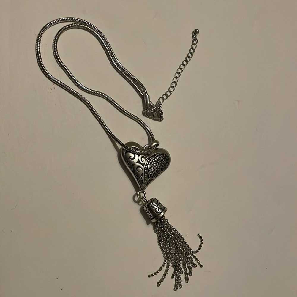 Vintage unsigned Brighton etched heart tassel nec… - image 6