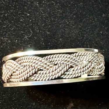 Heavy sterling silver braided cuff bracelet