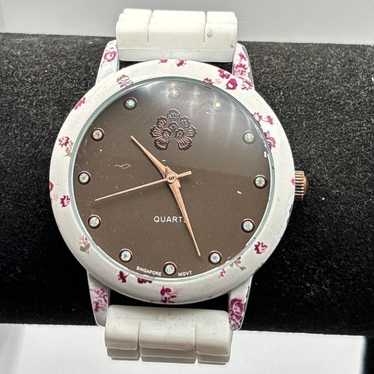 Vintage pink & brown floral watch