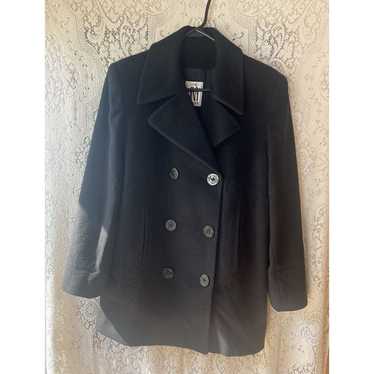 Vintage JONES NEW YORK Pea Coat Women Black 100% W