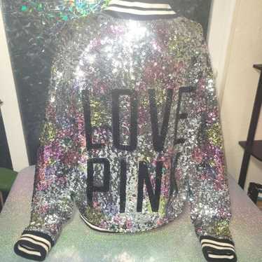 RARE! VS Fashion show full flower sequin varsity j