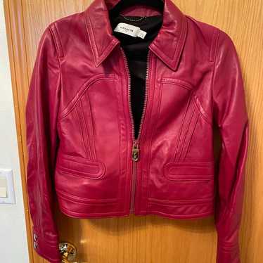 Nwot coach red leather cropped jacket