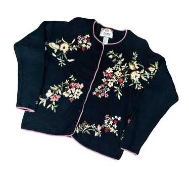 Vintage Tiara International Knit Floral Embroidere