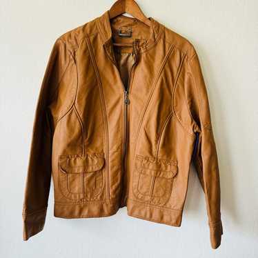 JOU JOU | cognac faux leather jacket