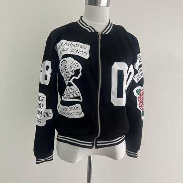 y2k Jersey Blouson Fairy Grunge Black Zip-Up