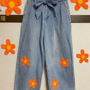 【First Come, First Served】Remake Denim Floral Wide