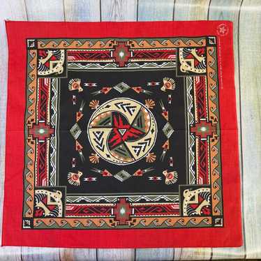 Vintage Bandana Southwest Western Red Black Thunde