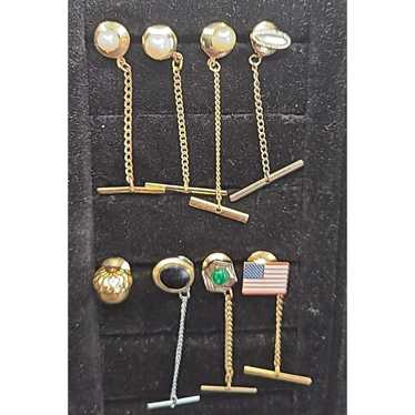 Lot Of  8 Men’s Tie Tack Pins Gold Tone / Silver T