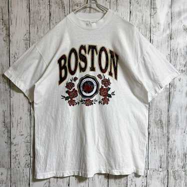 90s Vintage T-shirt L White Boston College Single 