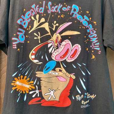 REN AND STIMPY レンとスティンピー 1992 XL Tシャツ VTG 90s 1992 The Ren & Stimpy Show What Is It Man? Single