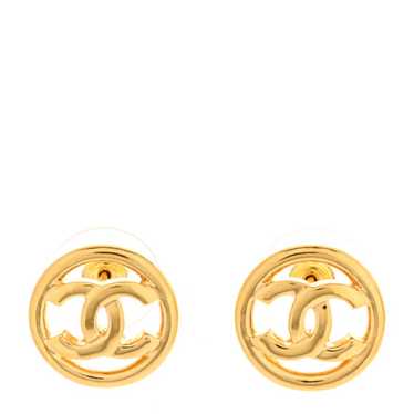 CHANEL Metal CC Round Earrings Gold