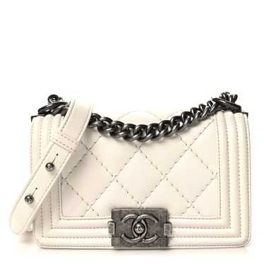 CHANEL Calfskin Quilted Small Boy Flap White