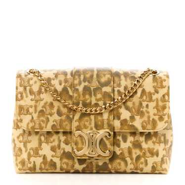 CELINE Canvas Leopard Print Medium Victoire Bag