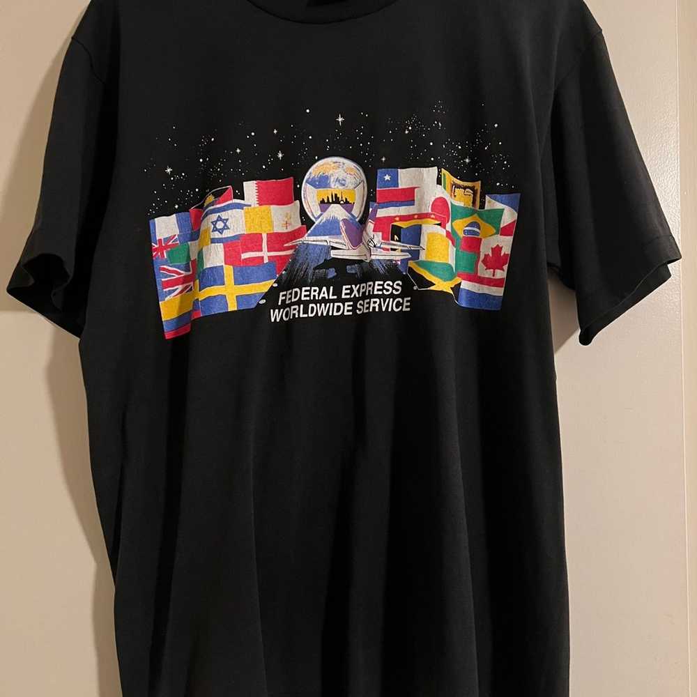 Vintage 80s Federal express worldwide service printed on oneita power/50 made in