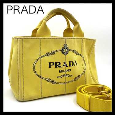 PRADA Canvas 2WAY Shoulder Bag Yellow