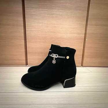 Black suede booties