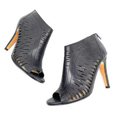 ALDO Dwaima Black Leather Peep Toe Stiletto Bootie