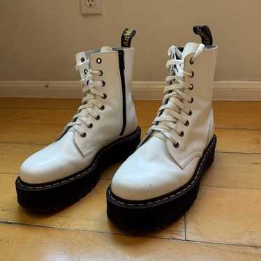 White Jadon Dr. Martens Smooth Leather Platforms.