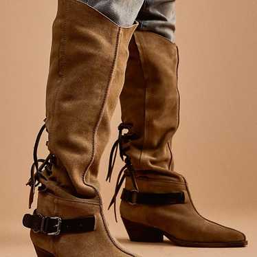 Free people back lace sway low slouchy boots. Size