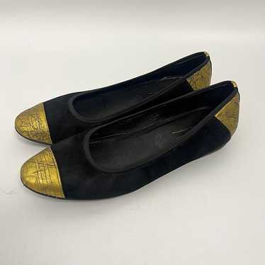 Donald J Pliner Hideyo black suede gold leather ca