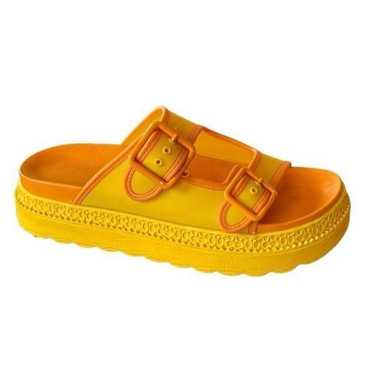 COACH Yellow Orange Lucy Rubber Platform Slide Sl… - image 1