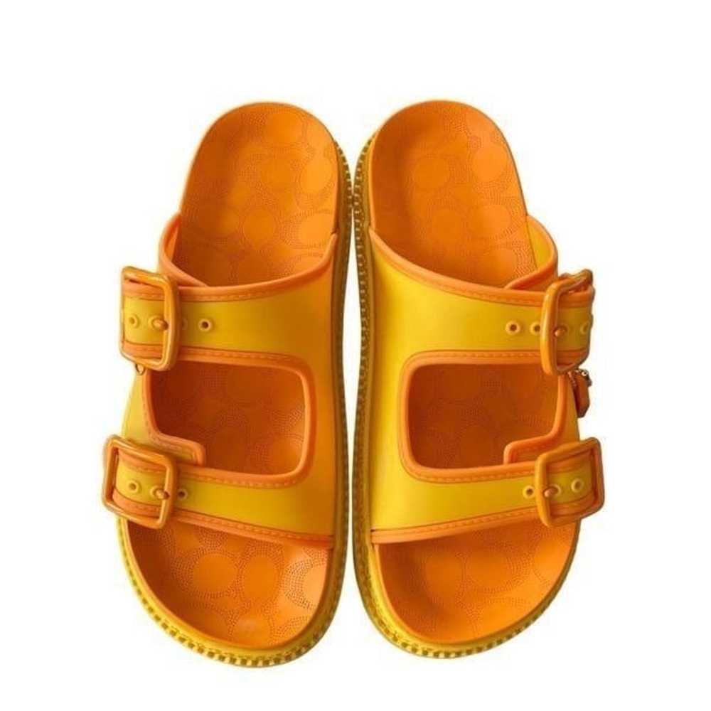 COACH Yellow Orange Lucy Rubber Platform Slide Sl… - image 2