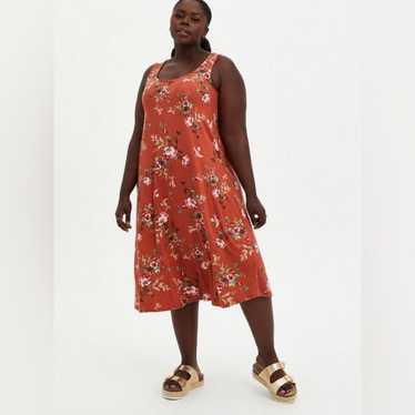 Torrid Orange Floral Super Soft Scoop neck Sleevel