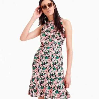 J. Crew Mercantile Ruched-waist Dress In Neon Flor