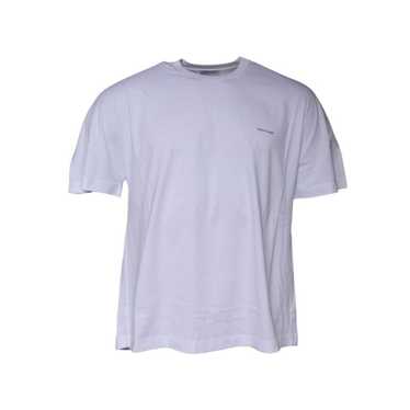 国内発 BALENCIAGA ロゴホワイトコットンジャージー半袖Tシャツ Balenciaga(バレンシアガ) Logo Crewneck Damaged Collar