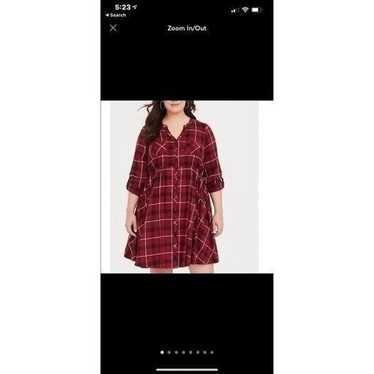 Torrid Red Plaid Challis Shirt Dress 00