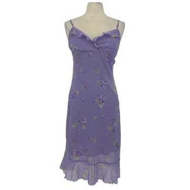 Y2K Lavender Crinkle Floral Whimsical Fairy Midi D