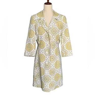 Trina Turk Yellow and White Geometric Floral Long 