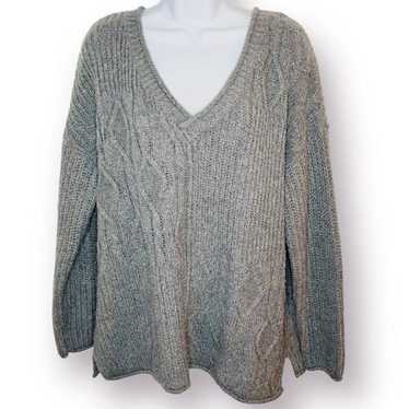 Caslon VNeck Chunky Knit Sweater Cable Knit Rib Kn