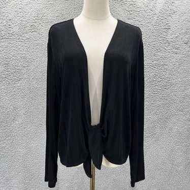 Chicos Vintage 90s Black Ribbed Tie front Cardigan