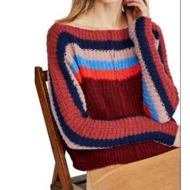 Free People Rainbow Striped Alpaca Blend Sweater S