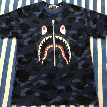 A BATHING APE - Bape shark WGM blue camo S/S Teeの通販 by