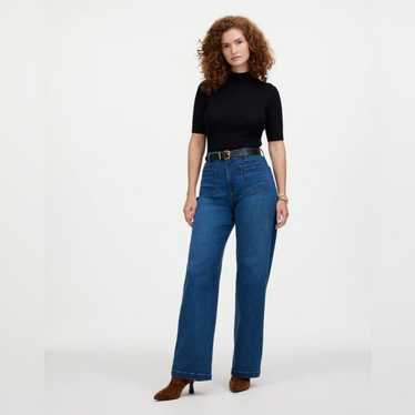 Madewell The Curvy Emmett Wide Leg Jean Patch Pock