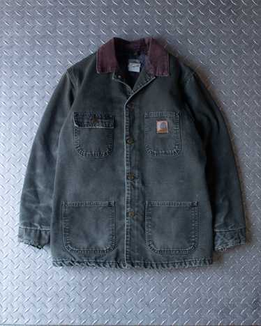 90s Green Blanket Lined Carhartt Chore Jacket - S